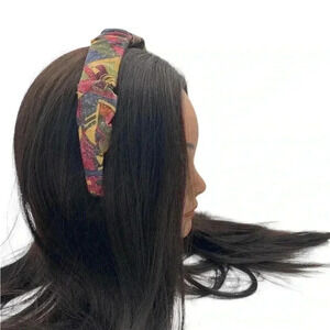 Multi-Color Geometric Silk Crown Handmade Headband 1.5"W All Occasion Gift